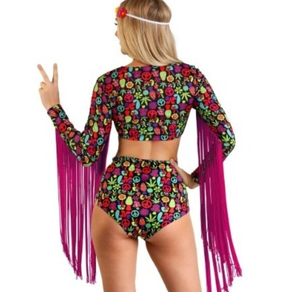 NWT [Halloween Costumes] Free Spirit Hippie Retro GoGo 70s Costume Women's Sz M - Picture 2 of 4